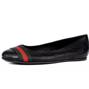 Gucci Black Guccissima Stripe Ballet Flats 8.5